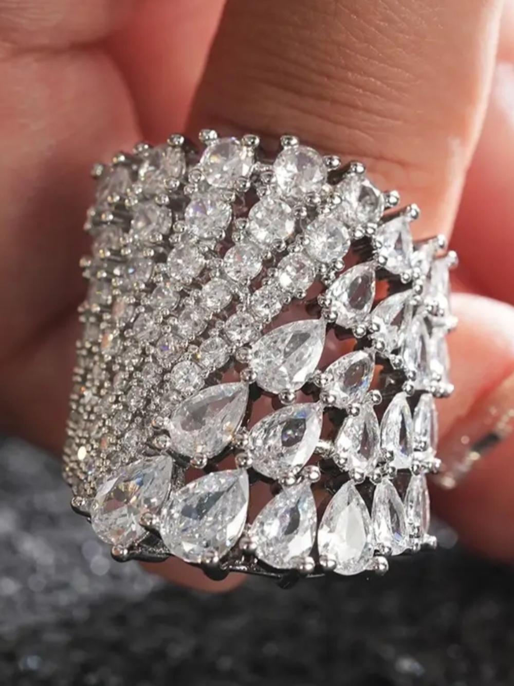 White Rhodium Lab Diamond Ring - Picture 3 of 3